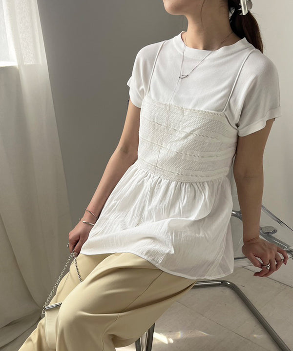 LACE SWITCHING FLARE CAMISOLE