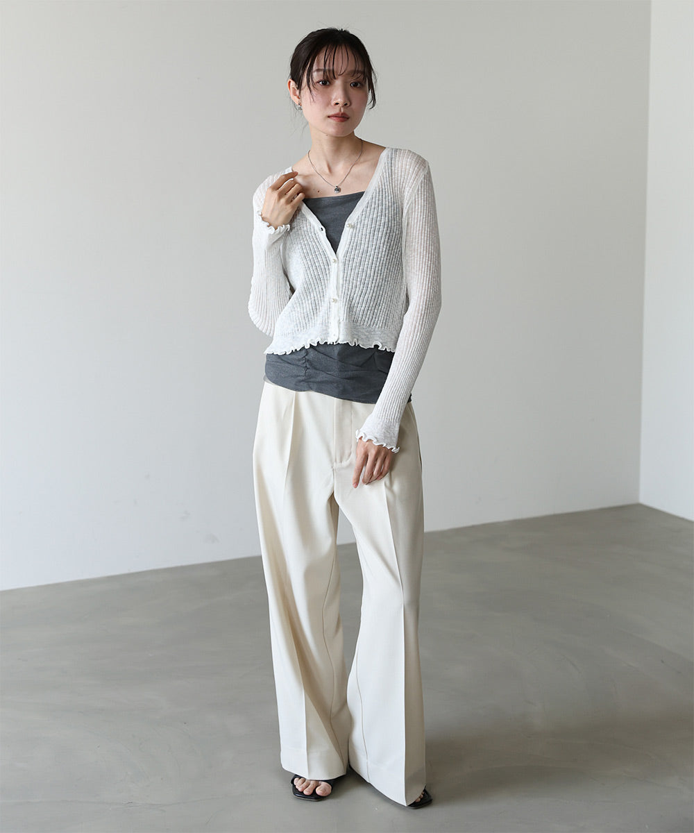 パールボタンフリルカーデ