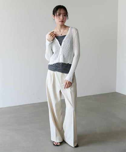 パールボタンフリルカーデ