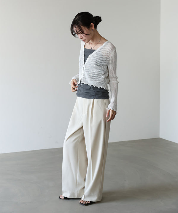 パールボタンフリルカーデ