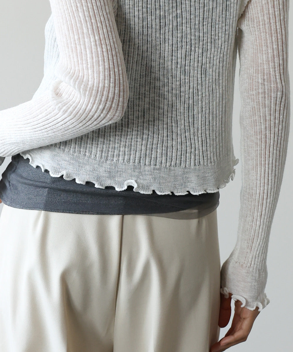 パールボタンフリルカーデ