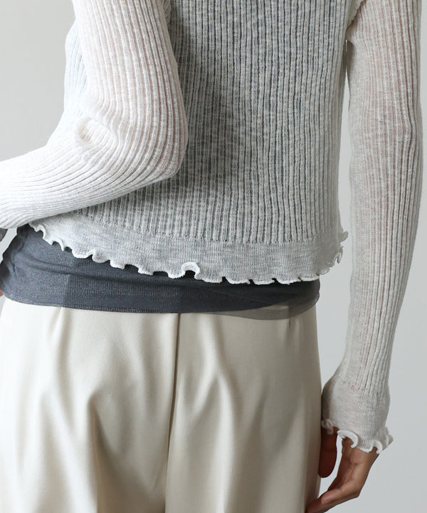 パールボタンフリルカーデ