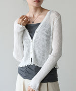 パールボタンフリルカーデ