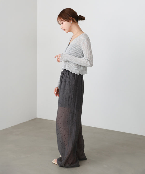 パールボタンフリルカーデ