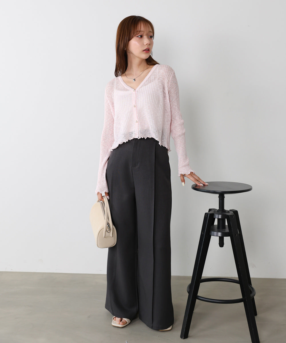 パールボタンフリルカーデ