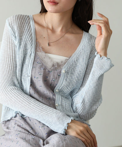 パールボタンフリルカーデ