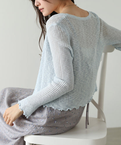 パールボタンフリルカーデ