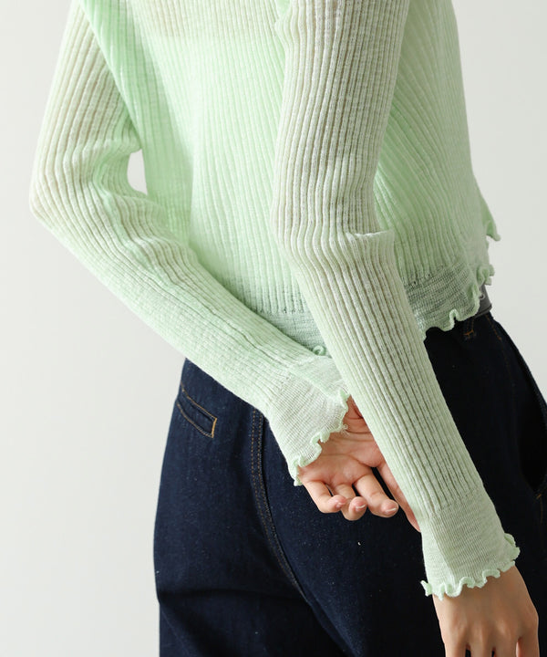 パールボタンフリルカーデ