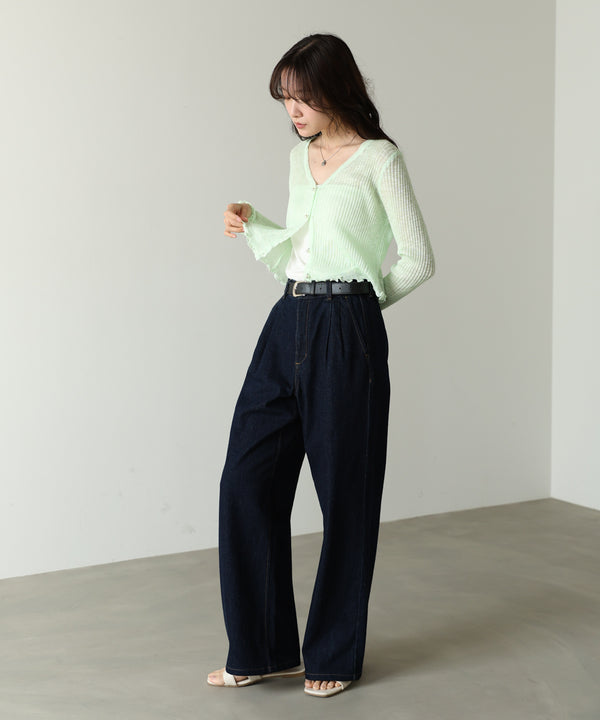 パールボタンフリルカーデ