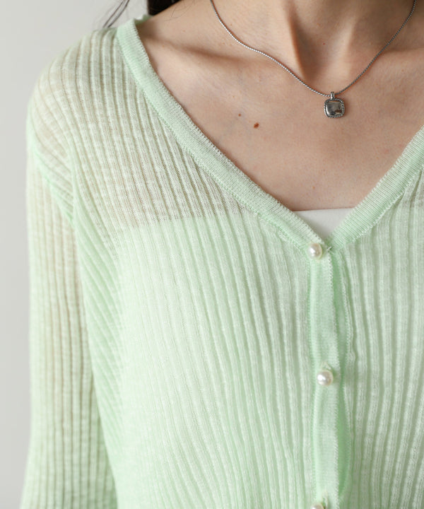 パールボタンフリルカーデ