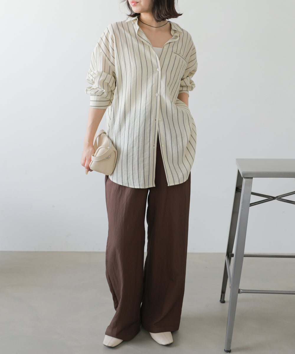 【新色ブラウン登場】シアーストライプシャツ