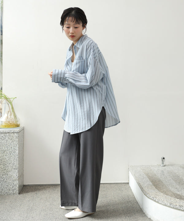 【新色ブラウン登場】シアーストライプシャツ