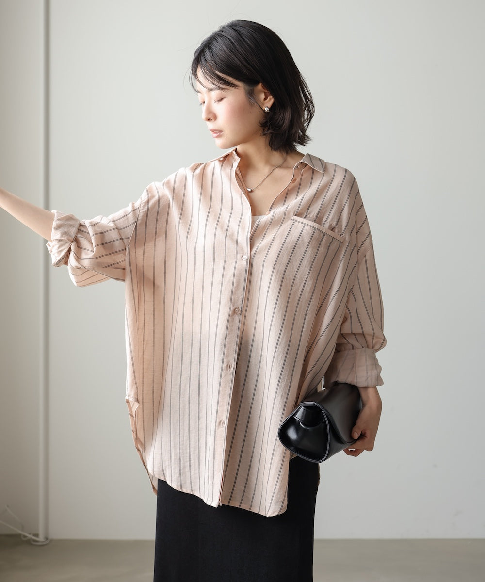 【新色ブラウン登場】シアーストライプシャツ