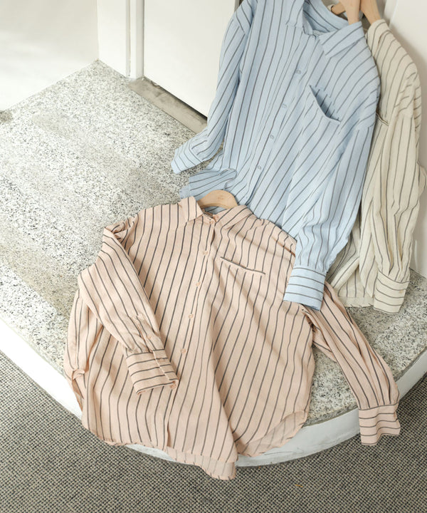 シアーストライプシャツ
