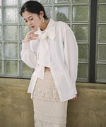 袖タックボウタイリボン付ブラウス