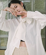 袖タックボウタイリボン付ブラウス