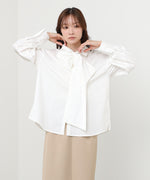 袖タックボウタイリボン付ブラウス