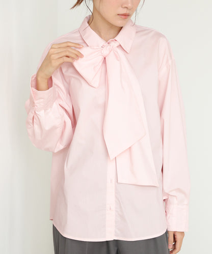 袖タックボウタイリボン付ブラウス