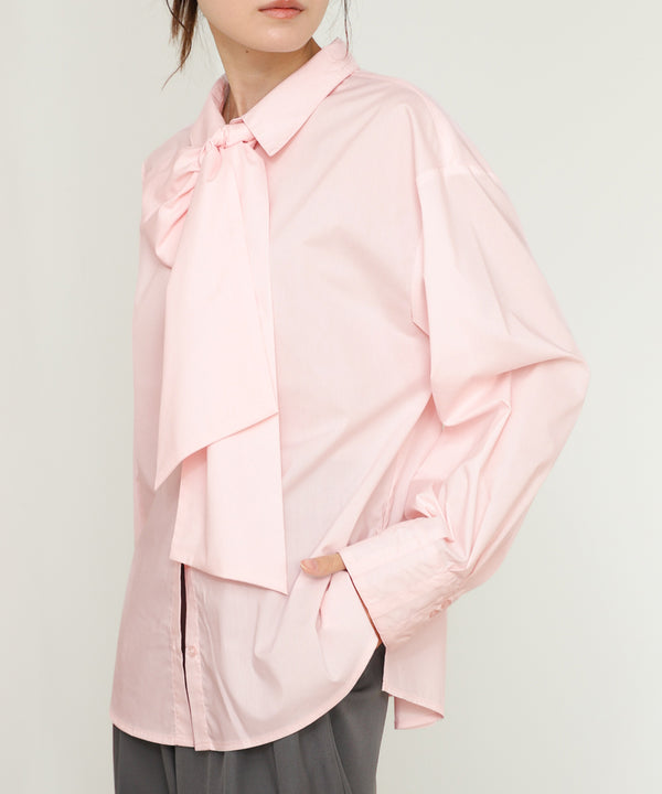 袖タックボウタイリボン付ブラウス