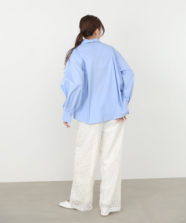 袖タックボウタイリボン付ブラウス