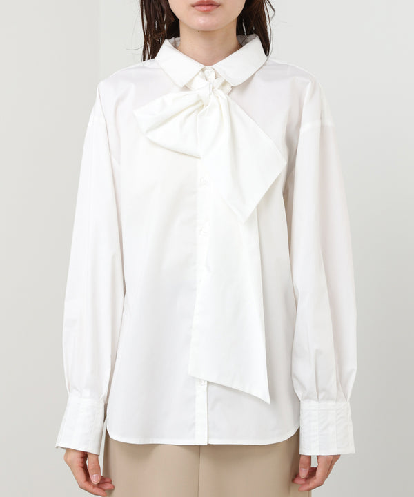 袖タックボウタイリボン付ブラウス