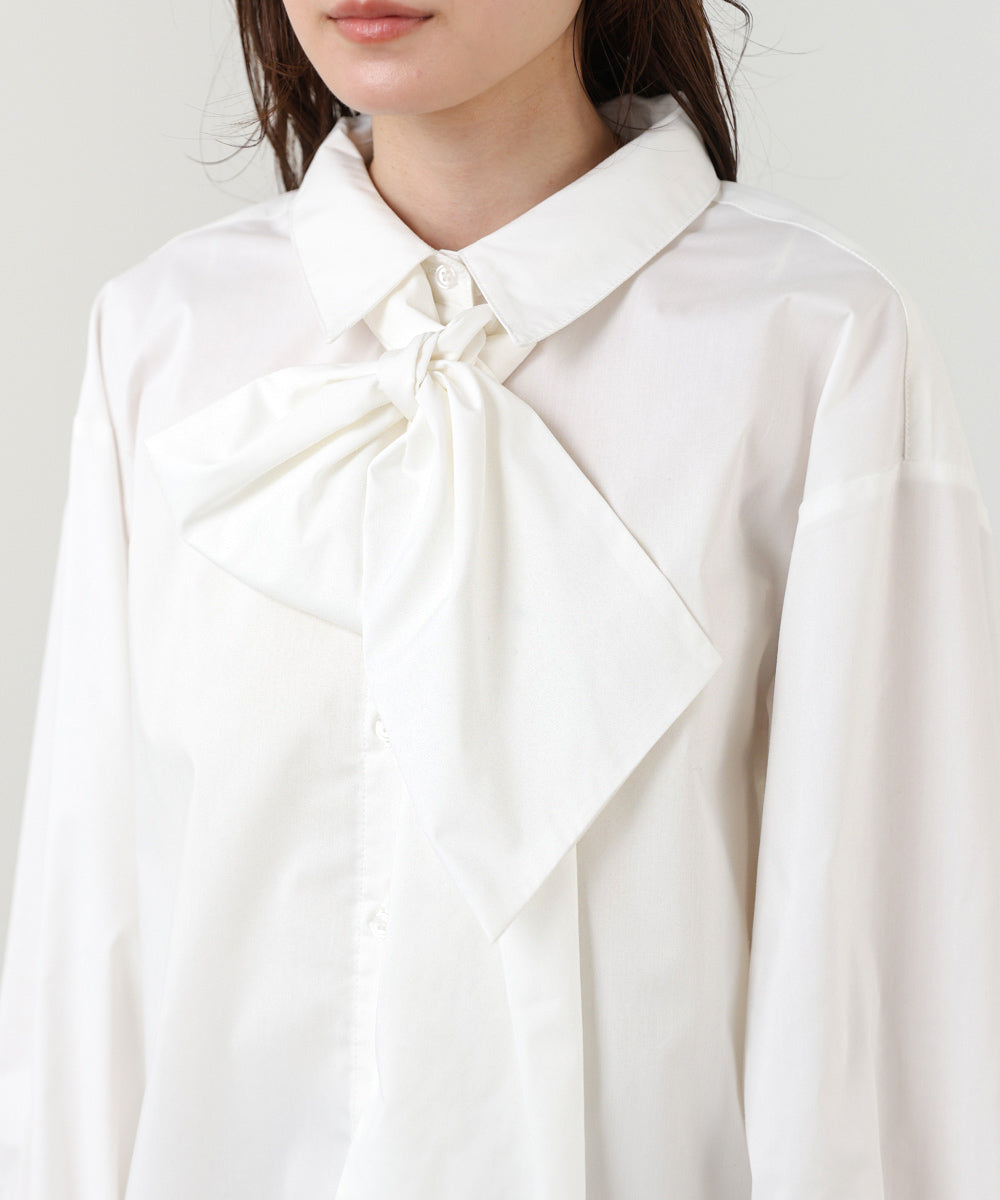 袖タックボウタイリボン付ブラウス