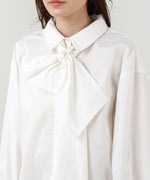 袖タックボウタイリボン付ブラウス