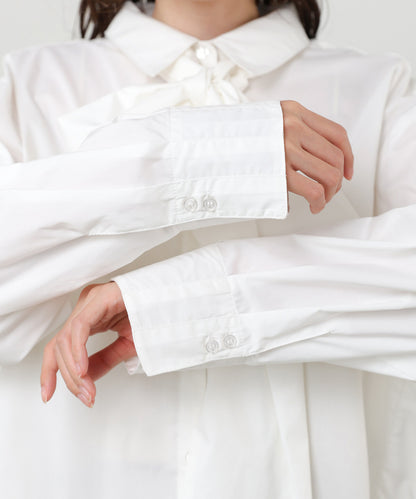 袖タックボウタイリボン付ブラウス