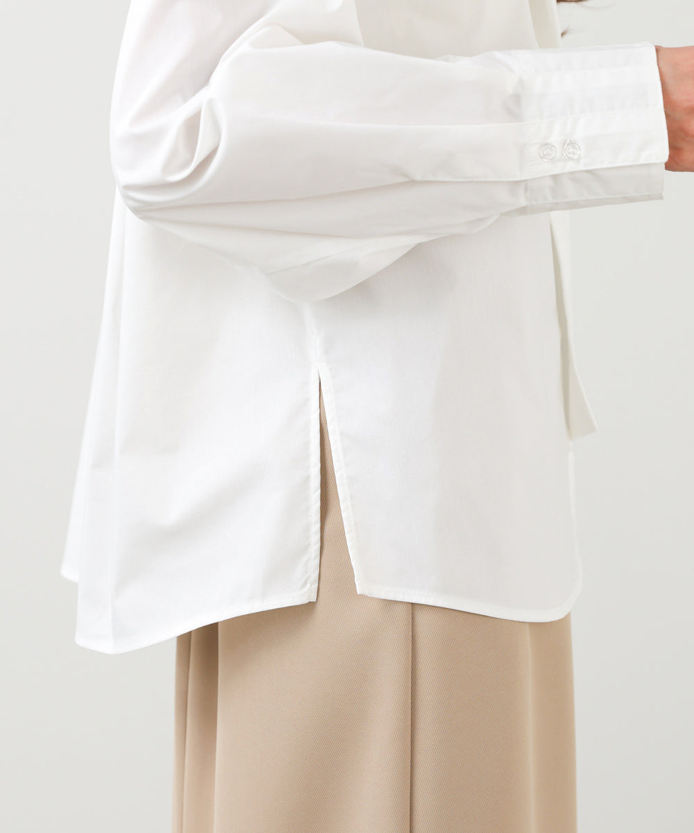 袖タックボウタイリボン付ブラウス