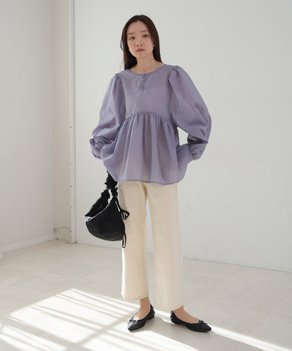 前後2WAY袖ボリュームリボンブラウス