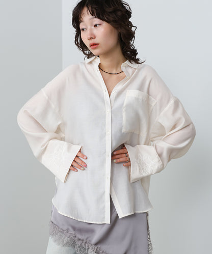 コード刺繡ワイドカフスオーバーシャツ