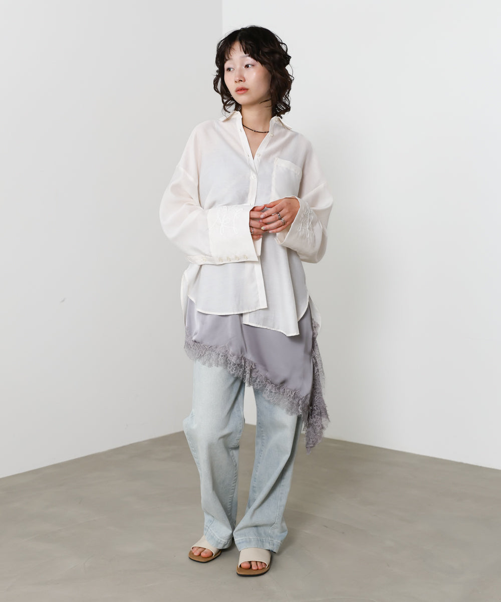 コード刺しゅうワイドカフスオーバーシャツ – Bab