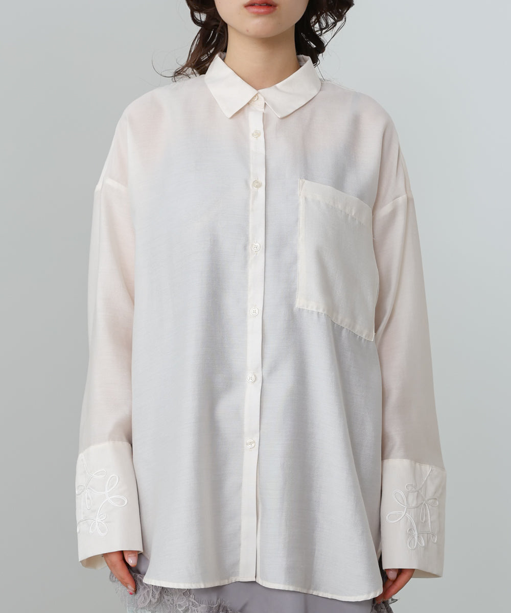 コード刺繡ワイドカフスオーバーシャツ