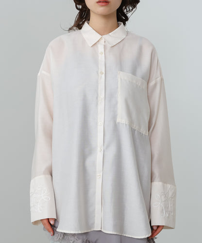 コード刺繡ワイドカフスオーバーシャツ