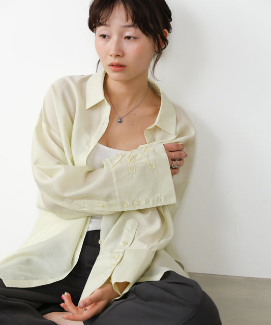 コード刺繡ワイドカフスオーバーシャツ