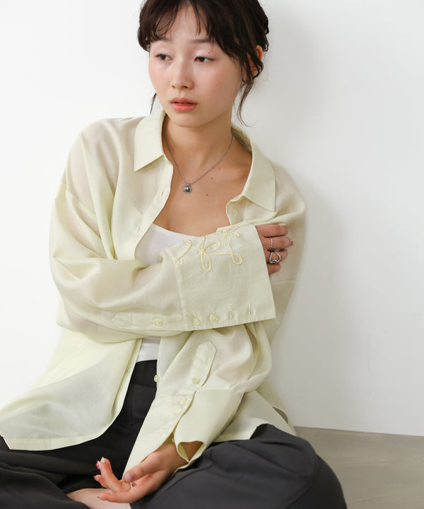 コード刺繡ワイドカフスオーバーシャツ