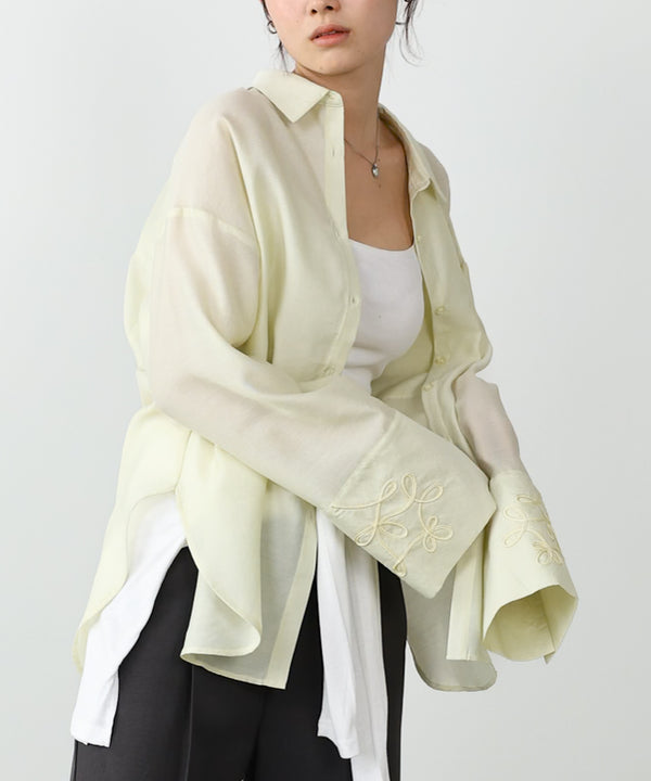 コード刺繡ワイドカフスオーバーシャツ