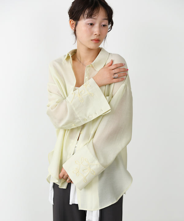 コード刺繡ワイドカフスオーバーシャツ