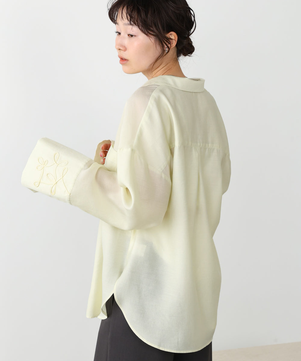 コード刺繡ワイドカフスオーバーシャツ
