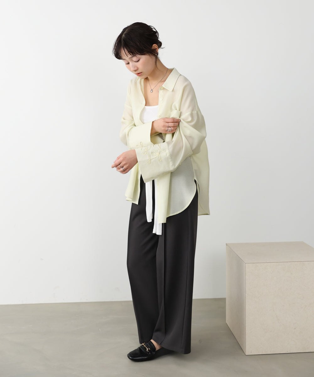 コード刺繡ワイドカフスオーバーシャツ