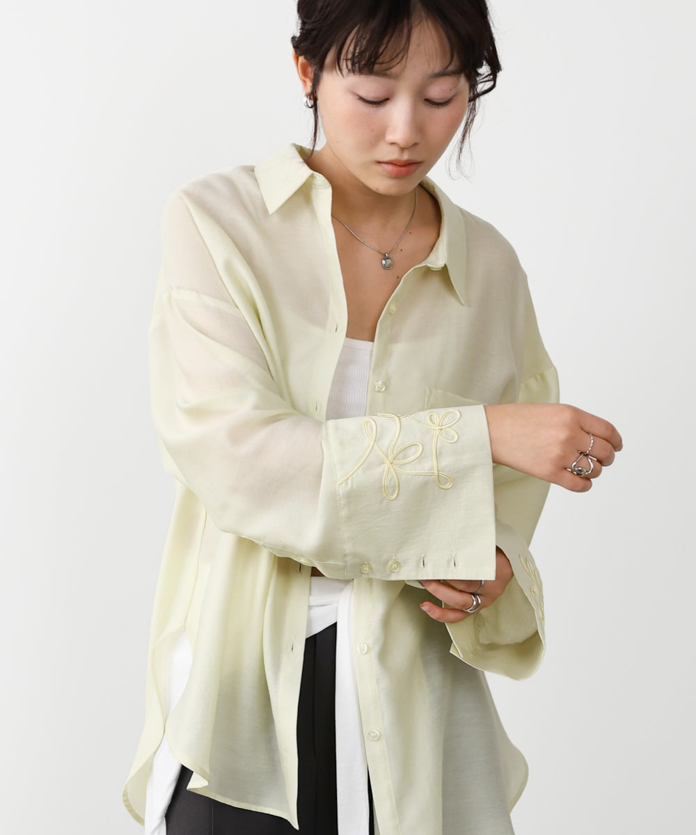 コード刺繡ワイドカフスオーバーシャツ