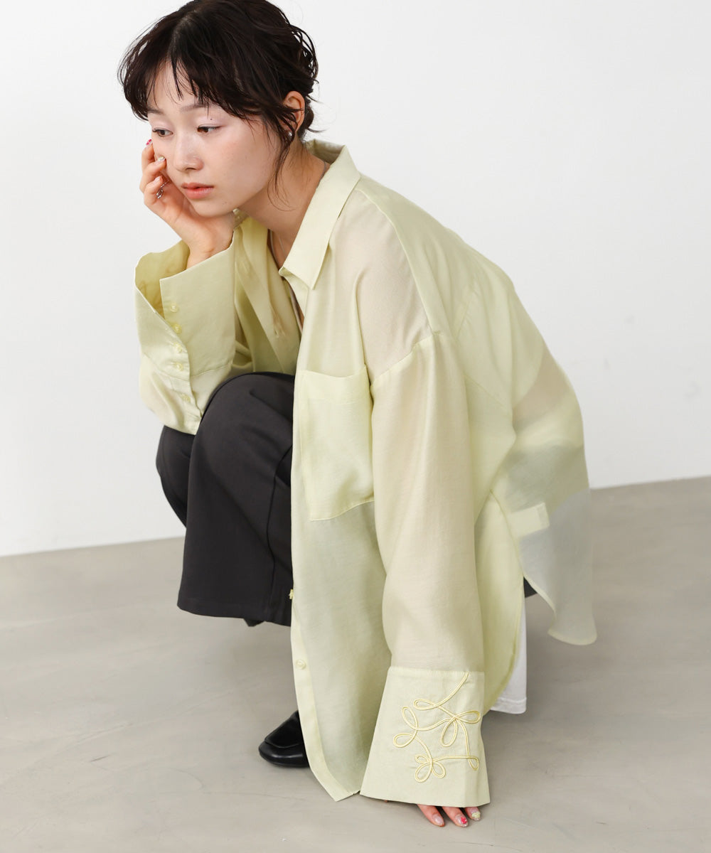 コード刺繡ワイドカフスオーバーシャツ