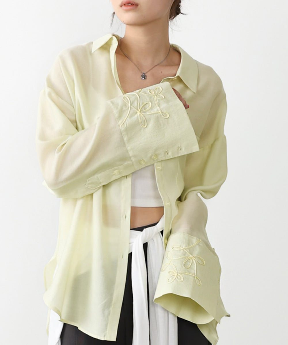 コード刺繡ワイドカフスオーバーシャツ