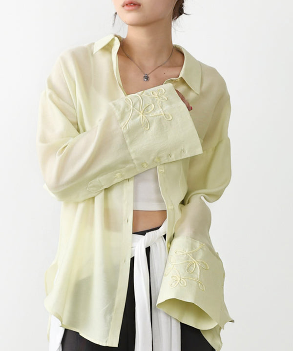 コード刺繡ワイドカフスオーバーシャツ