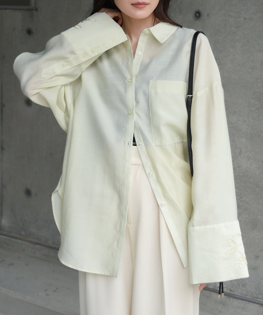 コード刺繡ワイドカフスオーバーシャツ