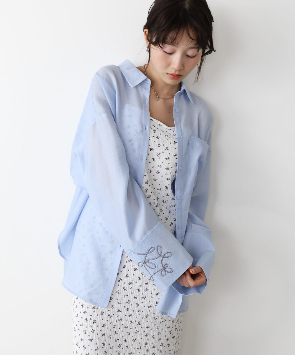 コード刺繡ワイドカフスオーバーシャツ