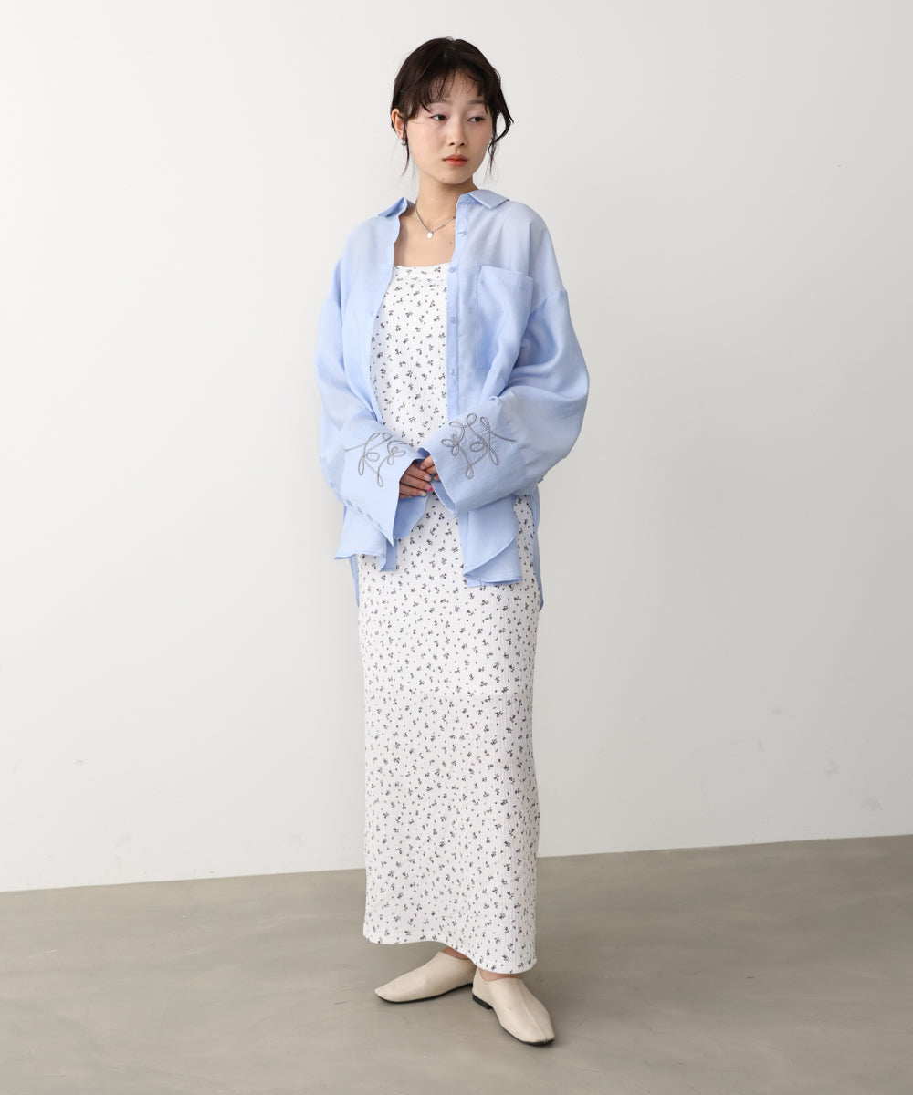 コード刺繡ワイドカフスオーバーシャツ