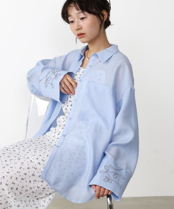 コード刺繡ワイドカフスオーバーシャツ