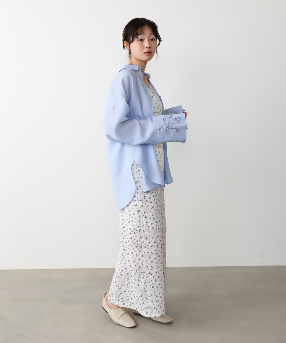 コード刺繡ワイドカフスオーバーシャツ