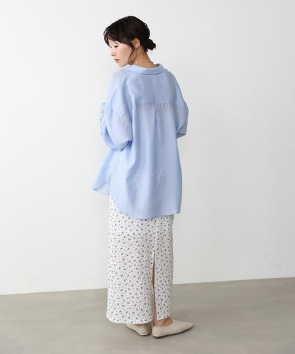 コード刺繡ワイドカフスオーバーシャツ